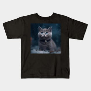 Wintry British Shorthair Kitten Kids T-Shirt